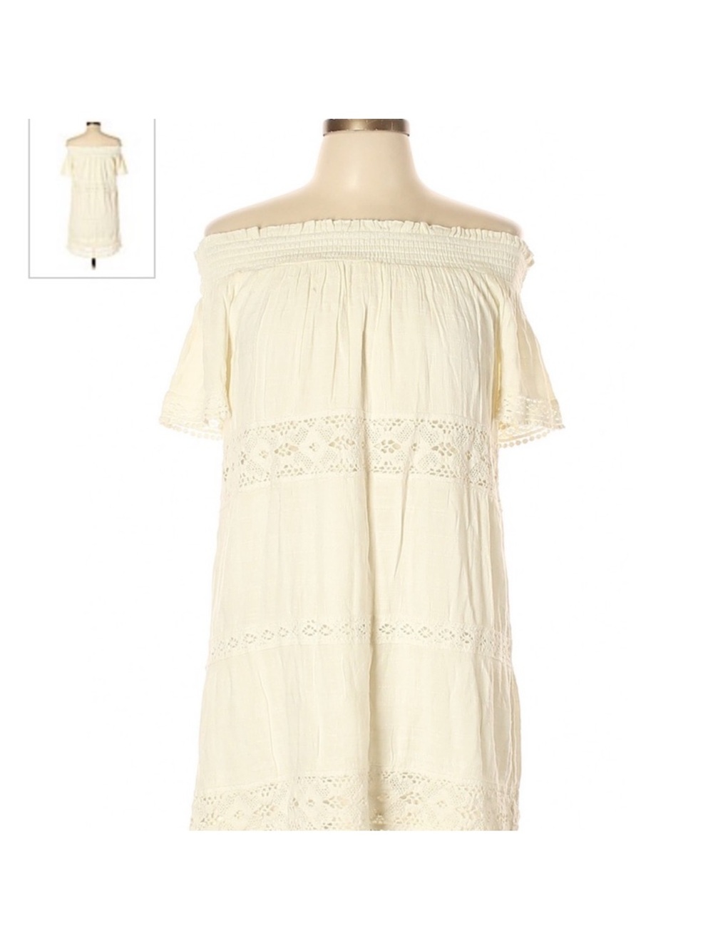 American Eagle Outfitters Cream Ruffled off the shoulder Dress SZ XXL